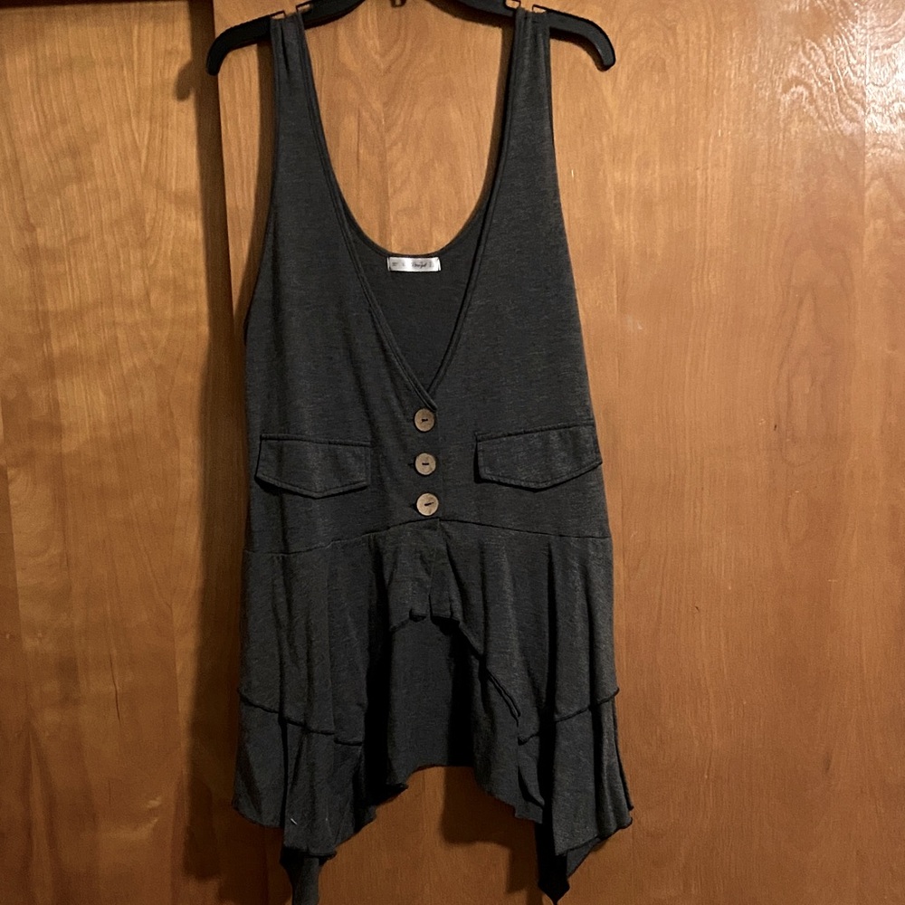 Stylish Dark Gray Sleeveless Vest Top